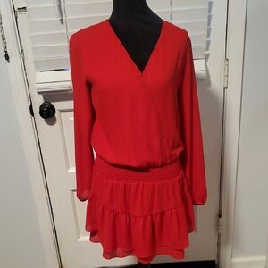 Krisa Chic Long Sleeve Red Mini Dress